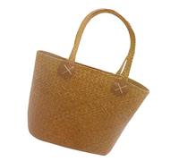 jojofuny Seegras Webtasche Handgefertigt Gewebter Blumenkorb Naturfarben Geräumige Strohtasche mit Henkel Vielseitige Einkaufstasche und Partytasche für Damen und Alltag