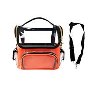 jojomis Kosmetik-Organizer-Tasche für Reisen, transparenter Make-up-Pinselhalter, wasserdicht, transparent, Kulturbeutel mit verstellbaren Trennwänden, 24 x 14 x 24 cm, Orange, rot, 1 Stück