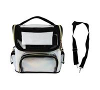 jojomis Kosmetik-Organizer-Tasche für Reisen, transparenter Make-up-Pinselhalter, wasserdicht, transparent, Kulturbeutel mit verstellbaren Trennwänden, 24 x 14 x 24 cm, Weiss/opulenter Garten, 1 Stück