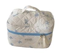 jojomis Kosmetiktasche mit Schleife, Reise-Make-up-Tasche, Kulturbeutel, Organizer, 24 x 16 x 15 cm, Polyester, Kosmetik-Aufbewahrungstasche, Blau, 1 Stück