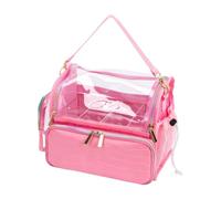 jojomis Professionelle Make-up-Kosmetiktasche, Reiseetui für Make-up-Künstler, Kosmetik, transparenter PVC-Nylon-Organizer mit Gurt, 22 x 17 x 22 cm, Pink, 1 Stück