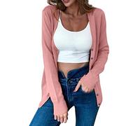 JokeLomple 2024 Damen Langarm Strickjacke - Elegante Schulterjacke Top Lockere Passform Kurzer Autumn Winter Weich Langarm Strickjacke Autumn- und Winterjacke Damen Elegant Lang Strick-Cardigan