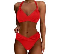 JokeLomple Bikini Damen Set Blumenmuster Bikini Push Up Bademode Triangel Breites Unterbrustband Bademode Brazilian Sexy Badeanzug Vintage Badeanzug Rückenfrei Bandeau Damen Cross Back Badeanzüge #1
