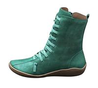 JokeLomple Damen Langschaft Schneestiefel - Wildleder Halbstiefel mit Blockabsatz Leder, Bequeme Schnüren Knöchel Wasserdicht Winterstiefel Barfuß, Zum Gehen, Wandern Unisex Country Western Stiefel
