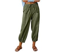 JokeLomple Damen-Sommer-Hosen mit hoher Taille und weitem Bein, Lange Hose, Hose mit Tasche, Bequeme, lässige, lockere Hose O Damen Hose Flanell Faschingskostüme Damen Hose