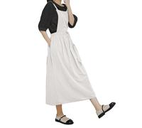 JokeLomple Lässiges langes Schürzenkleid für Damen im Boho-Stil, Überzug für Gartenarbeit, Tee, Alltag, bequeme, locker sitzende Tunika