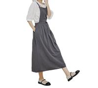 JokeLomple Lässiges langes Schürzenkleid für Damen im Boho-Stil, Überzug für Gartenarbeit, Tee, Alltag, bequeme, locker sitzende Tunika