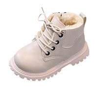JokeLomple Mädchen Boots - Breiter Zehe Wanderschuhe Gummistiefel Leder Kampfstiefel Warm Gefütterte Barfußschuhe Kinder Übergangsschuhe Sneaker Outdoor rutschfeste Winterschuhe