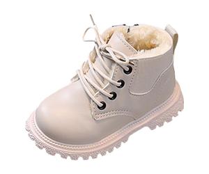 JokeLomple Mädchen Boots - Breiter Zehe Wanderschuhe Gummistiefel Leder Kampfstiefel Warm Gefütterte Barfußschuhe Kinder Übergangsschuhe Sneaker Outdoor rutschfeste Winterschuhe