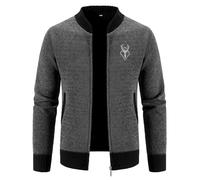 JokeLomple Trachtenjacke Herren Strickjacke Langarm Trachtenjanker Cardigan Klassisch Stehkragen Trachtenstrickjacke Locker Freizeitjacke Strickpullover FürOktoberfest
