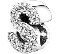 Jokmeo 925 Sterling Silber Buchstaben Charms mit Cubic Zirkonia Steinen, Alphabet A-Z Buchstaben Bead fit Pandora Armbänder für Frauen Mädchen Geburtstag DIY Schmuck Geschenk