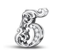 Jokmeo 925 Sterlingsilber Damen Ziffern 5 Anhänger mit Muster, kompatibel mit Pandora sowie europäischen Armbändern/Halsketten, passend für Frauen und Mädchen.