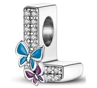Jokmeo Damen Anfangsbuchstabe L Charm Anhänger in 925 Sterlingsilber mit Schmettermuster, kompatibel mit Pandora sowie europäischen Armbändern und Halsketten, passend für Frauen und Mädchen.