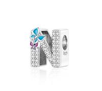 Jokmeo Damen Anfangsbuchstabe N Charm Anhänger in 925 Sterlingsilber mit Schmettermuster, kompatibel mit Pandora sowie europäischen Armbändern und Halsketten, passend für Frauen und Mädchen.