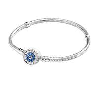 Jokmeo Damen Armband aus 925 Sterlingsilber, Moments Schlangen Gliederarmband für Pandora, kompatibel mit Charm Anhängern, passend für Frauen und Mädchen（Evil Eye 17CM）