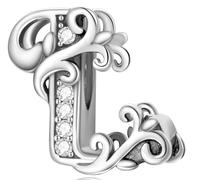 Jokmeo Damen Buchstabe L Charm Anhänger in 925 Sterlingsilber mit Muster, kompatibel mit Pandora sowie europäischen Armbändern und Halsketten, passend für Frauen und Mädchen.