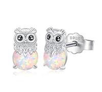 Jokmeo Eule Ohrstecker 925 Sterling Silber Niedliche Tier Ohrstecker Mädchen Kinder Eule Ohrringe mit Opal