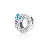 Jokmeo S925 Sterling Silber Brief Charms Alphabet A-Z Buchstaben Bead Fits Pandora Armbänder Halskette Anhänger Inlaid Schmetterling Bead für Frauen Mädchen Geburtstag Zeremonie DIY Schmuck Geschenk
