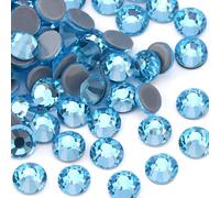 Jollin 2880 Stk. Hotfix Kristall Flache Rückseite Strasssteine Glas Diamanten Edelsteine für Basteln Kunsthandwerk Dekorationen Kleidung Schuhe 3,2 mm SS12 Aquamarin