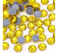 Jollin 2880 Stück Hotfix Kristalle Flache Rückseite Strasssteine Glas Diamanten Edelsteine für Basteln Kunsthandwerk Dekorationen Kleidung Schuhe 4,8 mm SS20 Zitronengelb