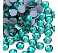 Jollin 576 Stück Hotfix Kristall Flache Rückseite Strasssteine Glas Diamanten Edelsteine für Basteln Kunsthandwerk Dekorationen Kleidung Schuhe 6,4 mm SS30 Pfauengrün
