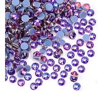 Jollin 576 Stück Hotfix Kristall Flache Rückseite Strasssteine Glas Diamanten Edelsteine für Basteln Kunsthandwerk Dekorationen Kleidung Schuhe 6,4 mm SS30 Lila Samt
