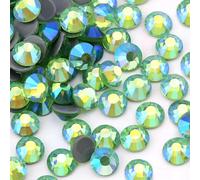 Jollin 576 Stück Hotfix Kristall Flache Rückseite Strasssteine Glas Diamanten Edelsteine für Basteln Kunsthandwerk Dekorationen Kleidung Schuhe 6,4 mm SS30 Hellgrün AB