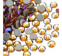 Jollin 576 Stück Hotfix Kristall Flache Rückseite Strasssteine Glas Diamanten Edelsteine zum Basteln Kunsthandwerk Dekorationen Kleidung Schuhe 6,4 mm SS30 Topas AB