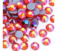 Jollin 576 Stück Hotfix Kristall Flache Strasssteine Glas Diamanten Edelsteine für Basteln Kunsthandwerk Dekorationen Kleidung Schuhe 6,4 mm SS30 Orange Siam AB