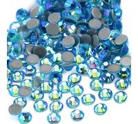 Jollin 576 Stück Hotfix Kristall Flache Strasssteine Glas Diamanten Edelsteine für Basteln Kunsthandwerk Dekorationen Kleidung Schuhe 6,4 mm SS30 Aquamarin AB