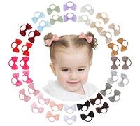 Jollybows 40 Stück 5,1 cm große Baby-Mädchen-Haarschleifen, Mini-Boutique, elastisches Haargummiband, Haarband, Zubehör für Kinder, Kleinkinder, dunkle Farbe
