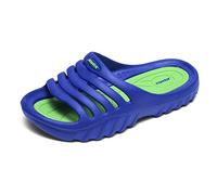JOMIX Badelatschen Kinder Badeschlappen Rutschfeste Leichte Bequeme Eva Duschhausschuhe Sommer Badelatschen Unisex Badeschuhe Valentinstag EU, SB2020 36-41 (Royalblau Grün, 32 EU, SB2020)