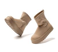 JOMIX Biker Boots Winterstiefel Damen Schneestiefel Gefüttert Winterschuhe Outdoor Schuhe Unisex Schneestiefel Plateau Stiefeletten (Beige 37 EU, MD9768)
