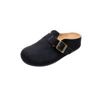 JOMIX Clogs Damen Kork Pantoletten mit Verstellbarer Schnalle | Geschlossene Zehe, Ergonomisches Kork-Fußbett, Rutschfeste PVC-Sohle, Hausschuhe Wildleder-Optik