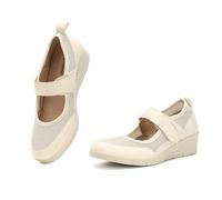 JOMIX Damen Gesundheitsschuhe Orthopädische Sandalen Hauschuhe Diabetiker Schuhe Weiche Keilabsatz Hallux Valgus Schuhe mit Klettverschluss