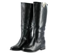 JOMIX Damen Kniehohe Stiefel - Elegante Schlauchstiefel aus Kunstleder mit Metall-V, Seitlichem Reißverschluss und 6 cm Innenabsatz (Gesamthöhe 8 cm) - Fashion Riding Boots NXW2511 Nero 41