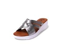 JOMIX Damen Sommer Pantoletten Metallschnalle Slip On Leichte Sandalen Valentinstag Atmungsaktive Sandalen (Silber, 41 EU, TD2007)