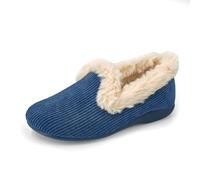 JOMIX Damen Winter Kordsamt Hausschuhe Warme Memory Foam Puschen Plüsch Lammfell Mokassins Mädchen Bequeme Elegant Gefüttert Pantoffeln rutschfeste Hausclogs Made in Spanien (MD2420, Blau, 39 EU)