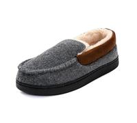 JOMIX Mokassin Hausschuhe Herren Winter Warme Filz Pantoffeln Plüsch Gefütterte Geschlossene Slippers Indoor, MU8665, Hellgrau, 44 EU