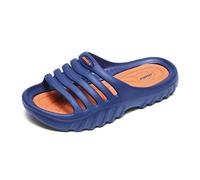 JOMIX Pantoletten Kinder Sandaletten Flach Sandalen Sommer Mädchen Badeschuhe Badelatschen Muterstag (Blau Orange, 33 EU, SB2020)