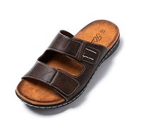 JOMIX Sommer Sandalen Herren Weiche Kunstleder Pantoletten Herren Einzeln Klettverschluss Latschen Rutschfeste Gummisohle Meer Strand Outdoor