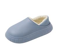 JOMIX Winter Hausschuhe Damen Fleece Gefütterte Clogs Warme Wasserdicht Pantoffeln Elastischen Hausclogs Indoor Outdoor (Blau, 39/40 EU)