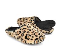 JOMIX Winter Hausschuhe Damen Mit Herausnehmbarer Einlegesohle Weich Gepolstert Plüsch Innen Rutschhemmende Sohle Leicht Leopard Design Bequeme Pantoffeln Für Wohnung Sofa Und Relax MD2410 Braun 39