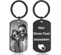 JONZIN Schlüsselanhänger Personalisiert mit Foto & Gravur - Personalisierte Geschenke für Männer Frauen Papa Personalisiert Schlüsselanhänger Freund&Freundin Geschenk (Gravur)