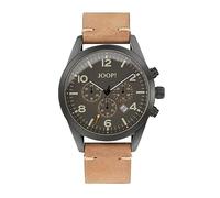 Joop! Armbanduhr Herren Chronograph analog, mit Leder Armband, Schwarz, 10 bar wasserfest, Kommt in Uhren Geschenk Box, 2036614