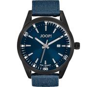 Joop! Armbanduhr Herren Quarzuhr analog, mit Nylon/Leder Armband, Blau, 10 bar wasserfest, Kommt in Uhren Geschenk Box, 2033708