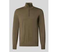 JOOP! Herren Strickpullover - Dario, Feinstrick, Stehkragen mit Reißverschluss, Schurwolle Dunkelgrün / 2XL XXL Grün