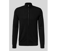 JOOP! Collection Strickjacke aus Schurwolle mit Stehkragen Modell 'Davis' in Black, Größe M