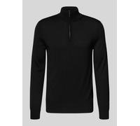 JOOP! Collection Strickpullover aus Schurwolle mit Stehkragen Modell 'Dario' in Black, Größe M