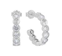 JOOP! Creolen 925 Sterling Silber Damen Ohrschmuck, mit Zirkonia synth., 2 cm, Weiß, Kommt in Schmuck Geschenk Box, 2038915